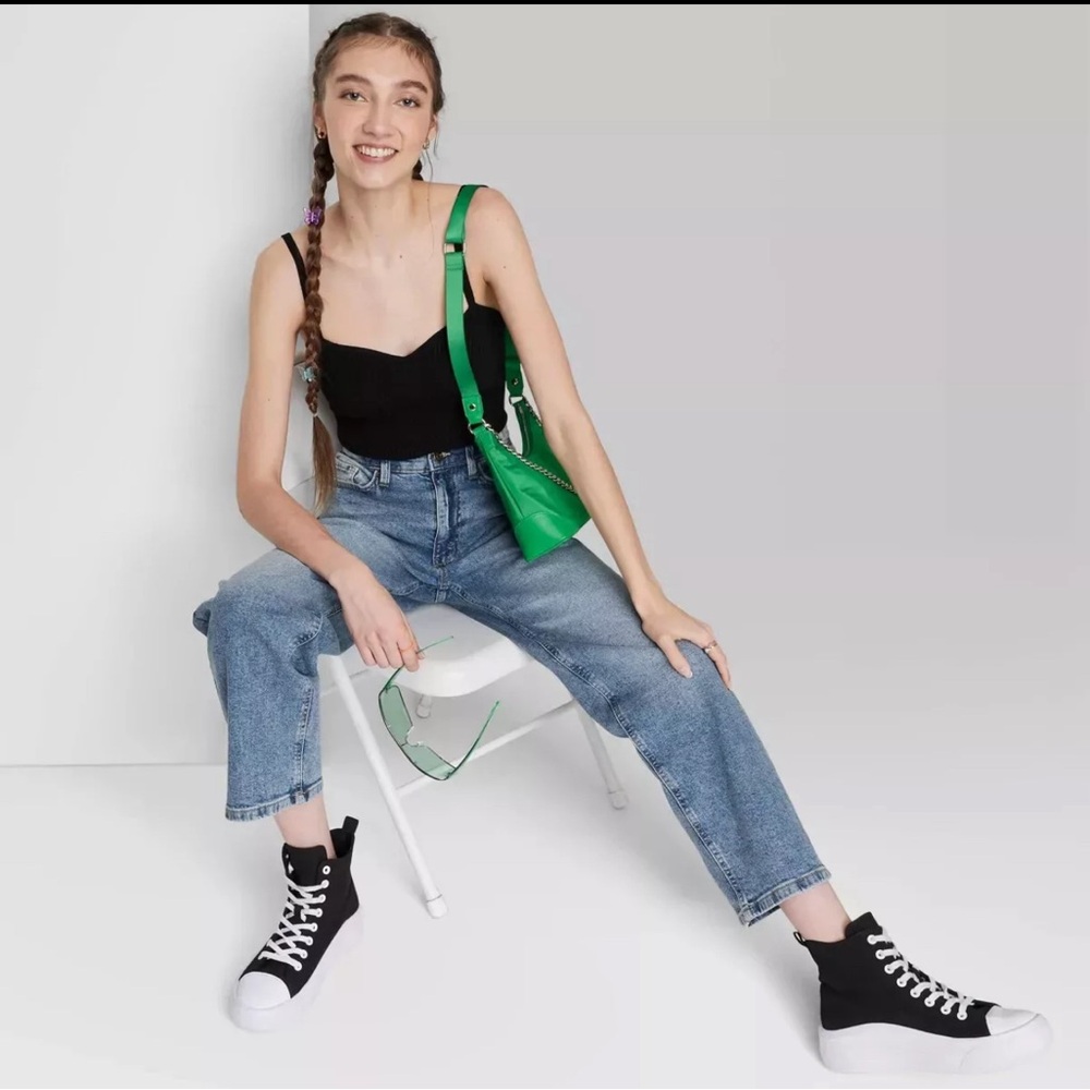 Women's High-Rise 90's Relaxed Slashed Straight Jeans Wild Fable readdescription - Picture 4 of 11